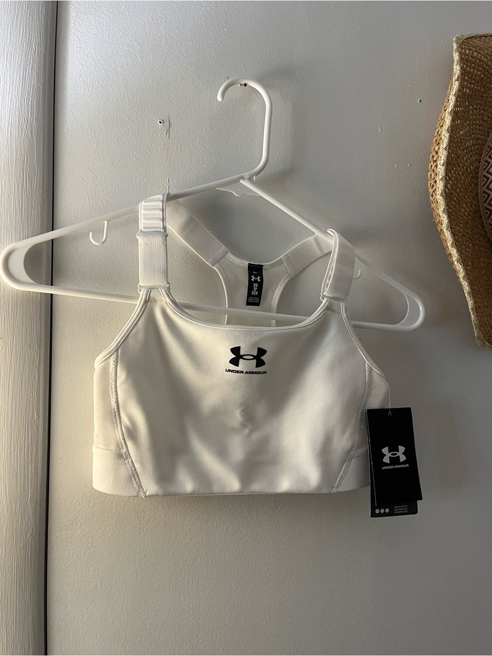Under Armour White Crop Sports Bra with Adjustable Straps